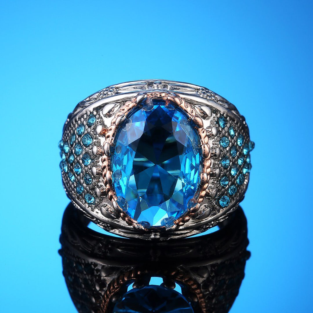 Ottoman Sultan Eye Aquamarine Ring - Rings - Pretland | Spiritual Crystals & Jewelry