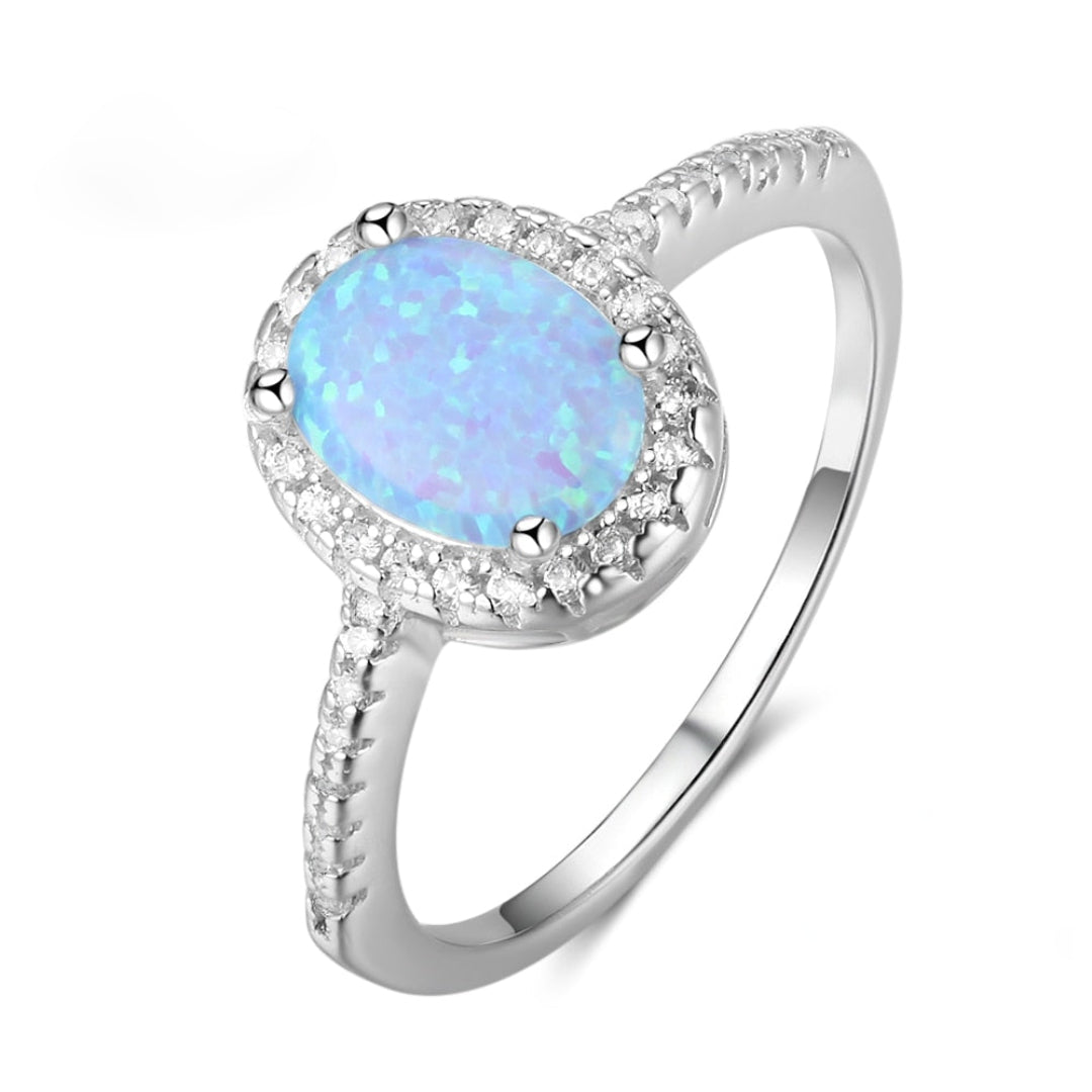Chic Blue Opal 925 Sterling Silver Ring - Rings - Pretland | Spiritual Crystals & Jewelry