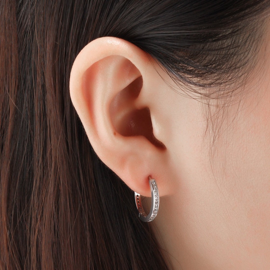 Shining Zirconia Silver Hoop Earrings - Hoop Earrings - Pretland | Spiritual Crystals & Jewelry