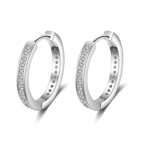 Shining Zirconia Silver Hoop Earrings - Hoop Earrings - Pretland | Spiritual Crystals & Jewelry