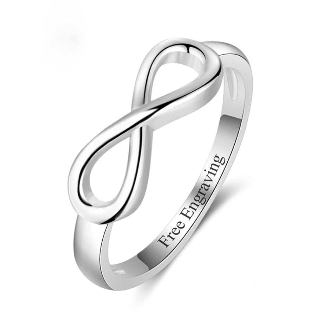 Infinity Silver Color Personalized Ring - 5 / Engraving Names - Rings - Pretland | Spiritual Crystals & Jewelry