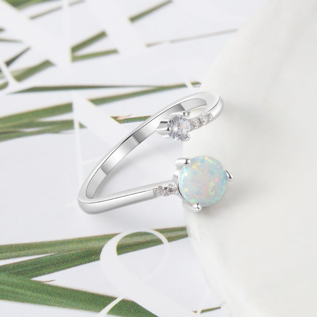 Chic Zirconia & Fire Opal Adjustable Ring - Rings - Pretland | Spiritual Crystals & Jewelry