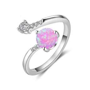 Chic Zirconia & Fire Opal Adjustable Ring - Pink - Rings - Pretland | Spiritual Crystals & Jewelry