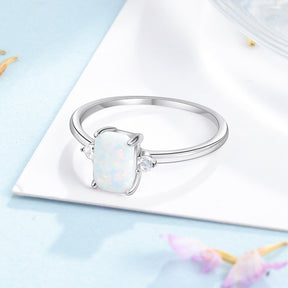 Elegant White Opal 925 Sterling Silver Ring - Rings - Pretland | Spiritual Crystals & Jewelry