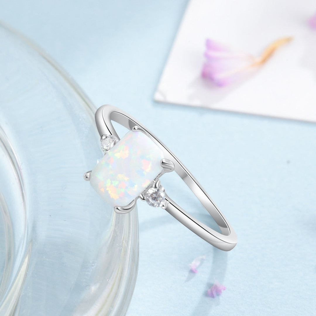 Elegant White Opal 925 Sterling Silver Ring - Rings - Pretland | Spiritual Crystals & Jewelry
