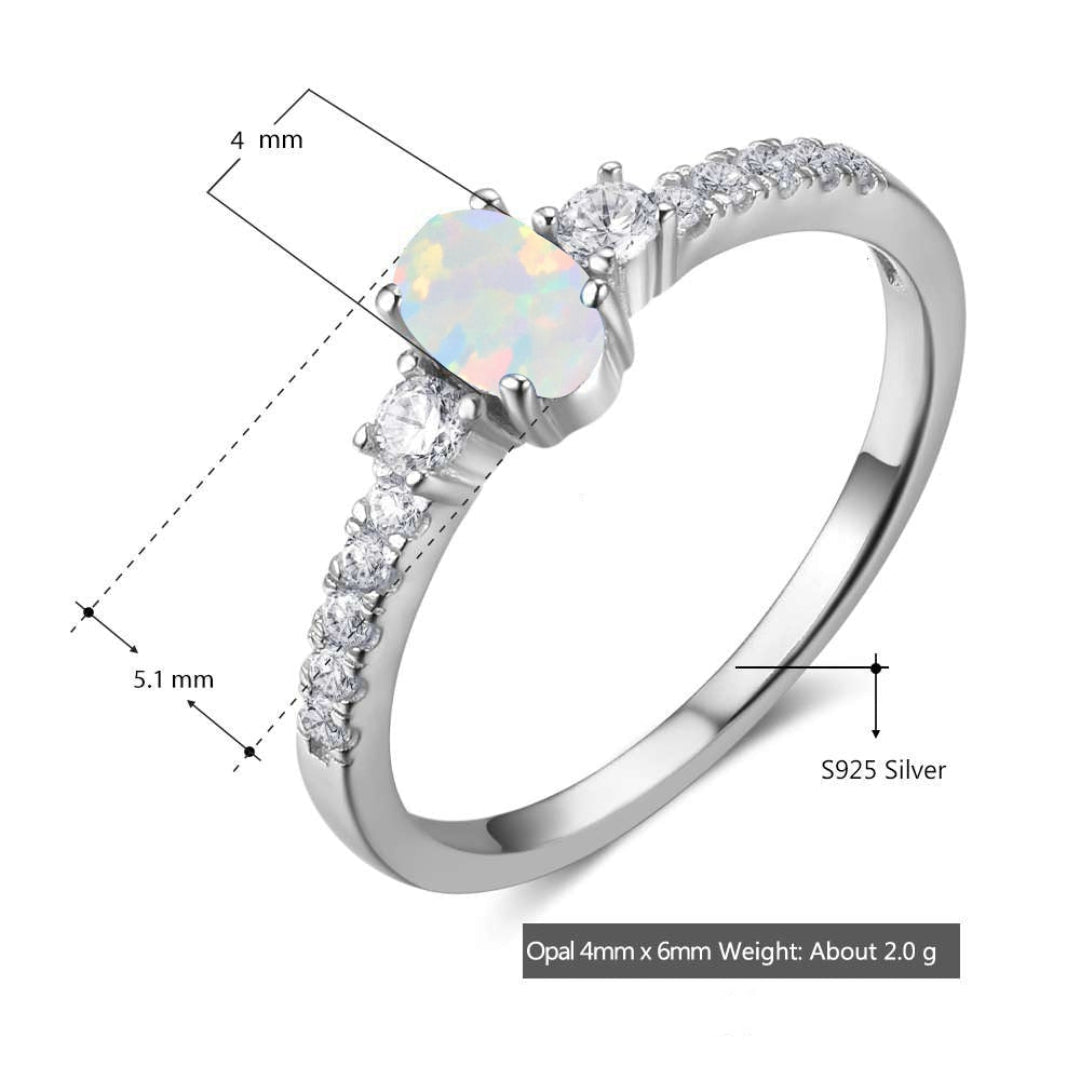 Chic Opal Cubic Zirconia Silver Ring - Rings - Pretland | Spiritual Crystals & Jewelry
