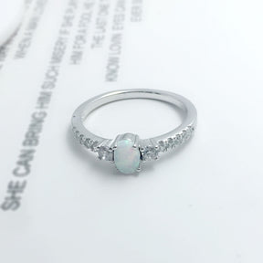 Chic Opal Cubic Zirconia Silver Ring - Rings - Pretland | Spiritual Crystals & Jewelry