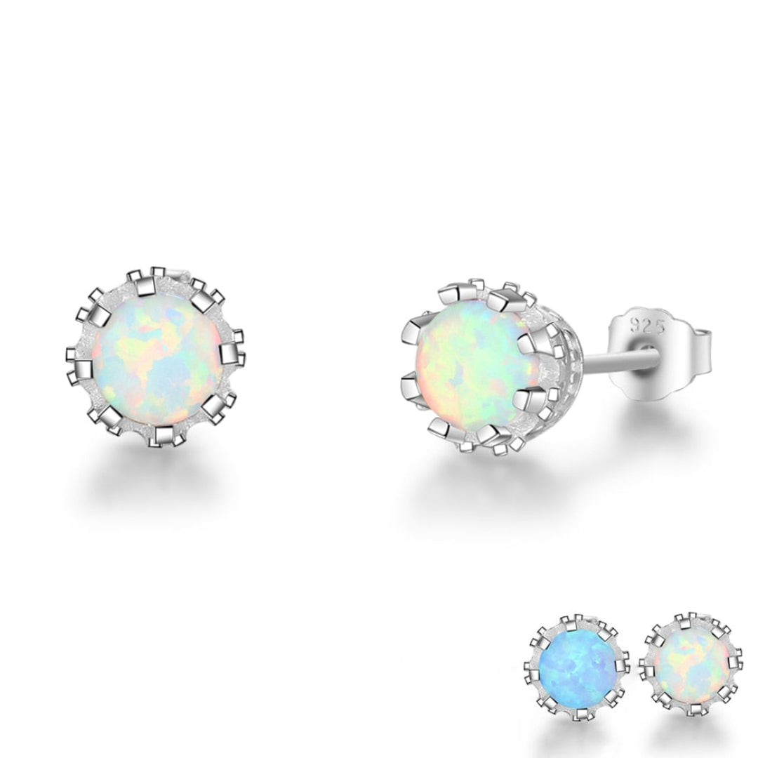 Minimal Fire Opal 925 Sterling Silver Earrings - Stud Earrings - Pretland | Spiritual Crystals & Jewelry