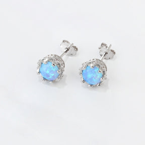 Minimal Fire Opal 925 Sterling Silver Earrings - Stud Earrings - Pretland | Spiritual Crystals & Jewelry