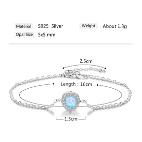 Chic Blue Opal Sterling Silver Bracelet - Bracelets - Pretland | Spiritual Crystals & Jewelry