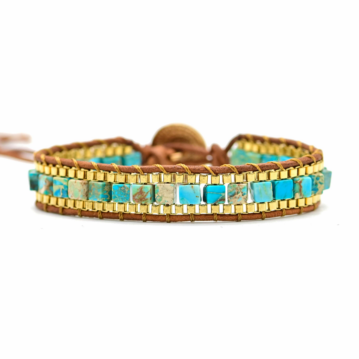 Turquoise Golden Warrior Bracelet - Wrap Bracelets - Pretland | Spiritual Crystals & Jewelry