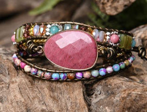 Spirit Mystic Aura Rhodonite Bracelet - Wrap Bracelets - Pretland | Spiritual Crystals & Jewelry
