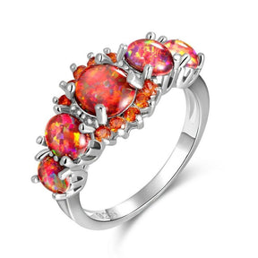 Orange Fire Opal Sterling Silver Ring - Rings - Pretland | Spiritual Crystals & Jewelry