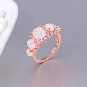 Rose Fire Opal Sterling Silver Ring - Rings - Pretland | Spiritual Crystals & Jewelry