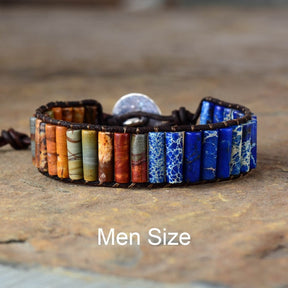 Polychrome Jasper Stone Unisex Bracelet - Vintage Men - Wrap Bracelets - Pretland | Spiritual Crystals & Jewelry