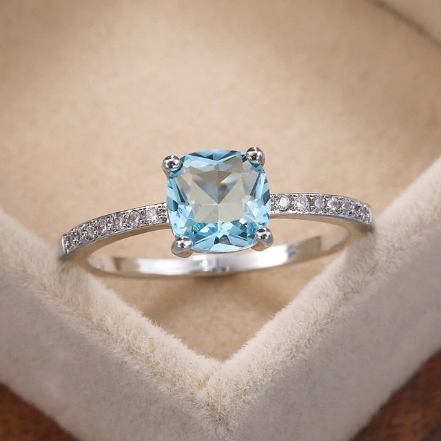 Stylish Topaz Silver Ring - 5 / Sky Blue - Rings - Pretland | Spiritual Crystals & Jewelry