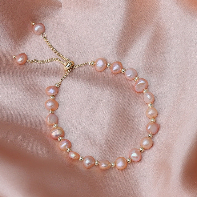 Elegant Natural Pearl Bracelet - Champagne Pink - Bracelets - Pretland | Spiritual Crystals & Jewelry