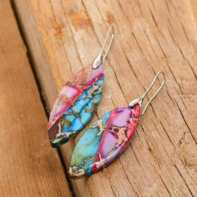 Purple Leaf Jasper Earrings - Silver - Drop Earrings - Pretland | Spiritual Crystals & Jewelry