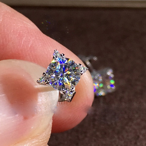 Glowing Flower Stud Earrings - Silver Rainbow - Earrings - Pretland | Spiritual Crystals & Jewelry