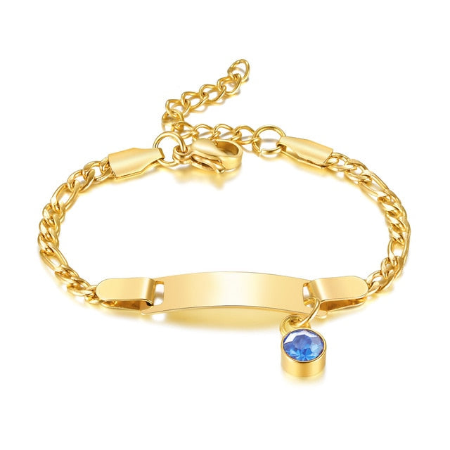 Personalized Birthstone Baby Bracelet - May / No Engrave - Bracelets - Pretland | Spiritual Crystals & Jewelry