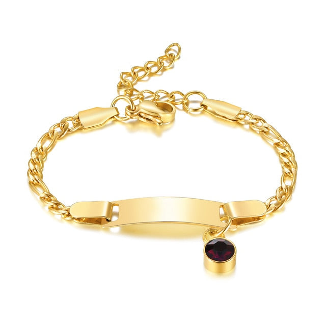 Personalized Birthstone Baby Bracelet - Feb / No Engrave - Bracelets - Pretland | Spiritual Crystals & Jewelry