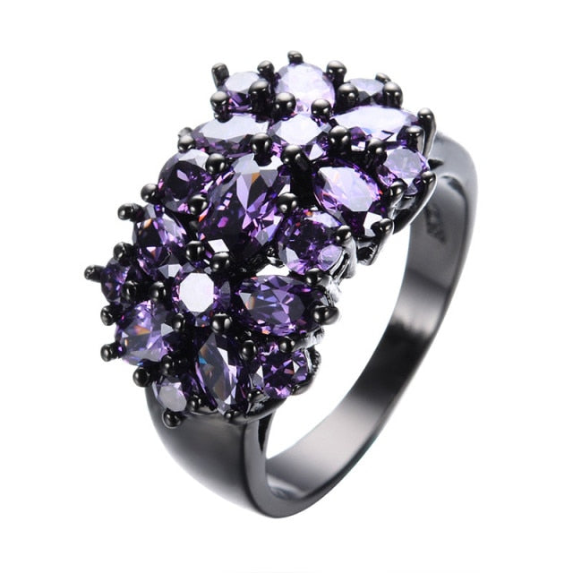 Magnificent Zircon Bouquet Ring - 6 / Purple - Rings - Pretland | Spiritual Crystals & Jewelry
