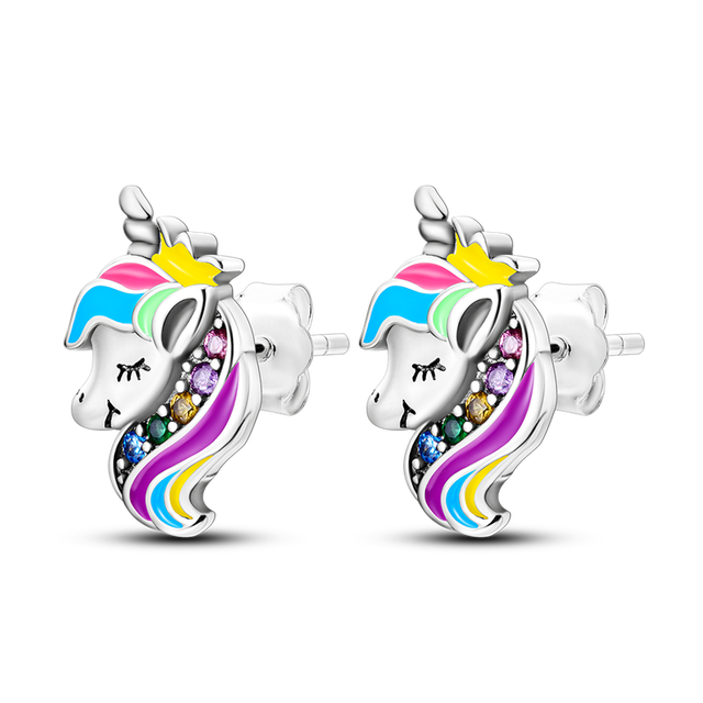 Cute Unicorn Sterling Silver Stud Earrings - Default Title - Earrings - Pretland | Spiritual Crystals & Jewelry