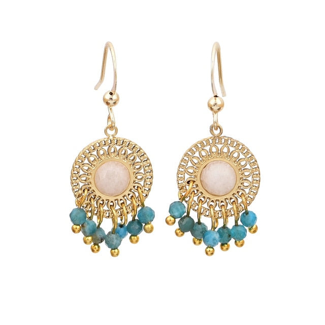 Elegant Bohemian Jade Earrings - White Jade - Earrings - Pretland | Spiritual Crystals & Jewelry