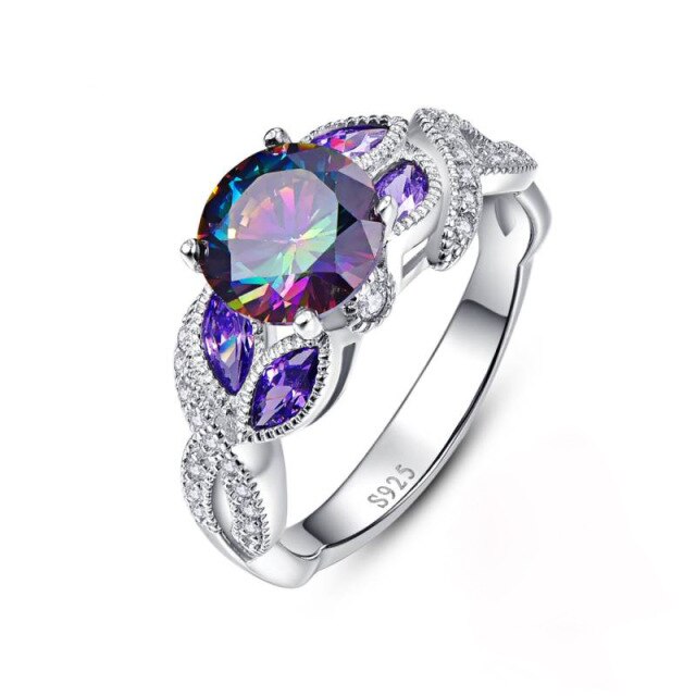 Shining Rainbow Topaz Silver Ring - 6 - Rings - Pretland | Spiritual Crystals & Jewelry
