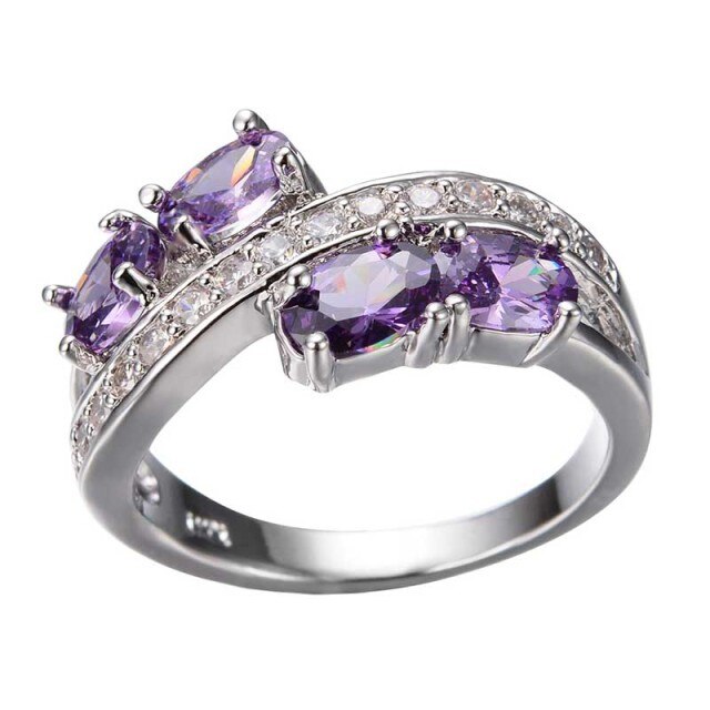 Stylish Amethyst Silver Ring - Rings - Pretland | Spiritual Crystals & Jewelry