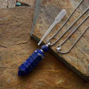 Handmade Crystal Perfume Bottle Necklace - Lapis Silver - Necklaces - Pretland | Spiritual Crystals & Jewelry