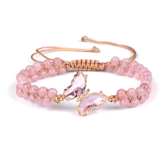 Chic Crystal Butterfly Braided Bracelet
