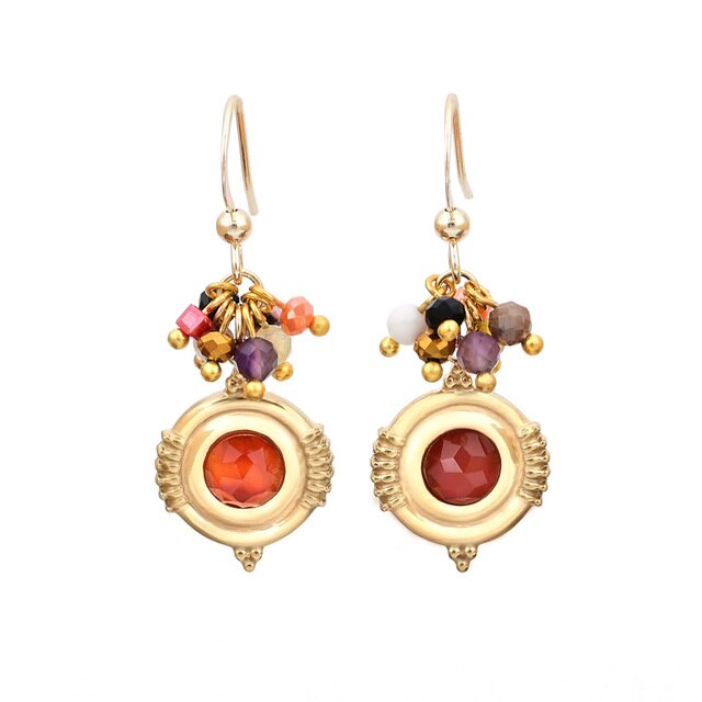 Boho Design Natural Stones Earrings - Red Agate - Earrings - Pretland | Spiritual Crystals & Jewelry
