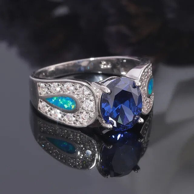 Chic Sapphire & Blue Fire Opal Ring