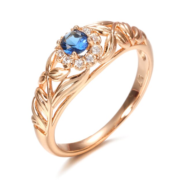 Ethnic Flower Sapphire 14K Rose Gold Ring
