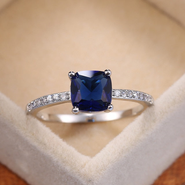 Stylish Topaz Silver Ring - 5 / Sapphire Blue - Rings - Pretland | Spiritual Crystals & Jewelry