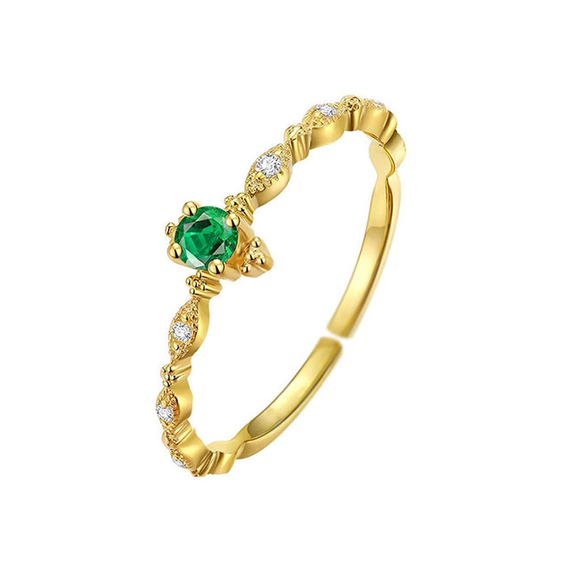 Luxury Emerald Silver Adjustable Ring - Emerald - Rings - Pretland | Spiritual Crystals & Jewelry