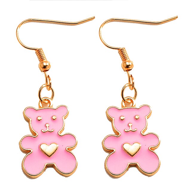 Cute Bear Charm Dangle Earrings - Pink - Earrings - Pretland | Spiritual Crystals & Jewelry