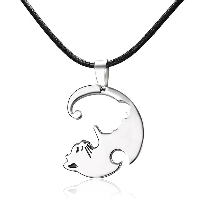 Yin Yang Cat Couple Necklace - Silver - Necklaces - Pretland | Spiritual Crystals & Jewelry