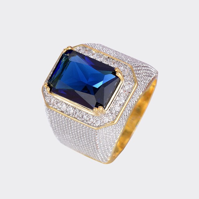 Vintage Rectangle Sapphire 925 Silver Ring