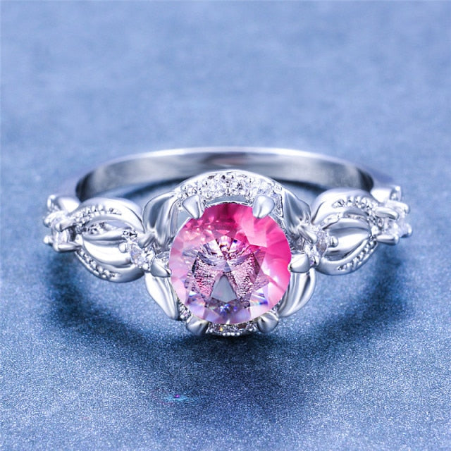 Neat and Elegant Cubic Zirconia Ring - 6 / Pink Yellow - Rings - Pretland | Spiritual Crystals & Jewelry