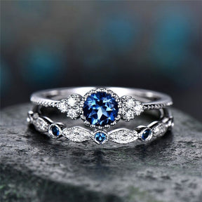 Luxury Zirconia Ring Set - 5 / Topaz London Blue - Rings - Pretland | Spiritual Crystals & Jewelry