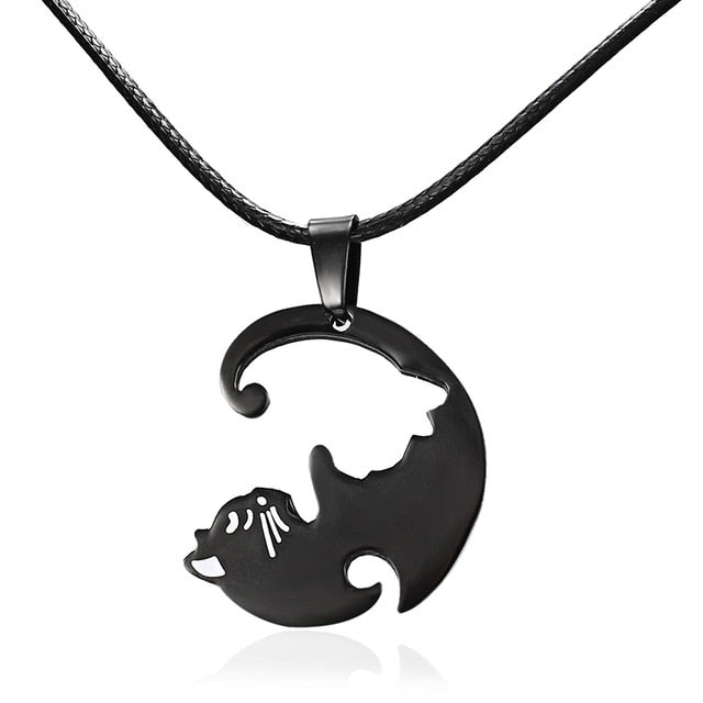 Yin Yang Cat Couple Necklace - Black - Necklaces - Pretland | Spiritual Crystals & Jewelry