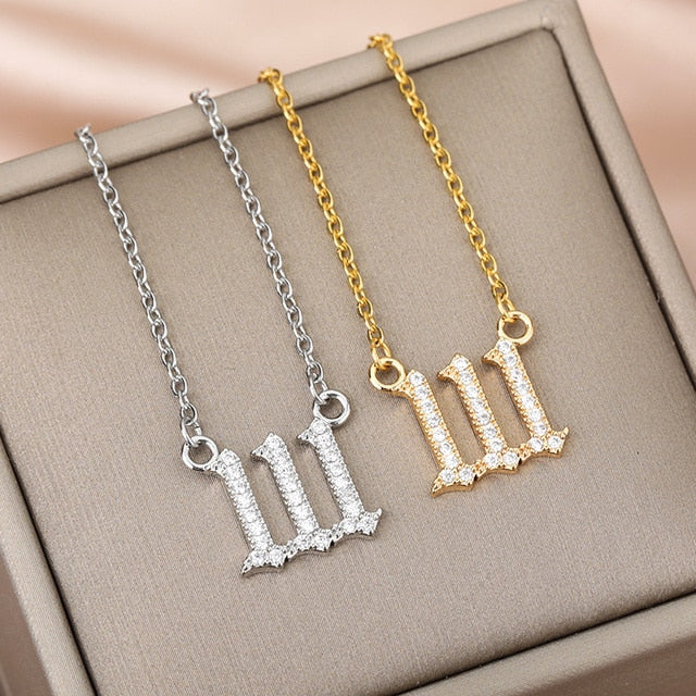 Angel Number Manifest Zirconia Necklace - 111 / Gold - Pendant Necklaces - Pretland | Spiritual Crystals & Jewelry