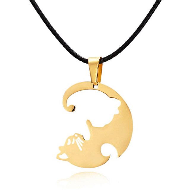 Yin Yang Cat Couple Necklace - Gold - Necklaces - Pretland | Spiritual Crystals & Jewelry