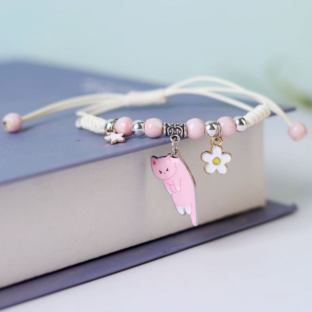 Sweet Cat Charm Bracelet - Pink - Bracelets - Pretland | Spiritual Crystals & Jewelry