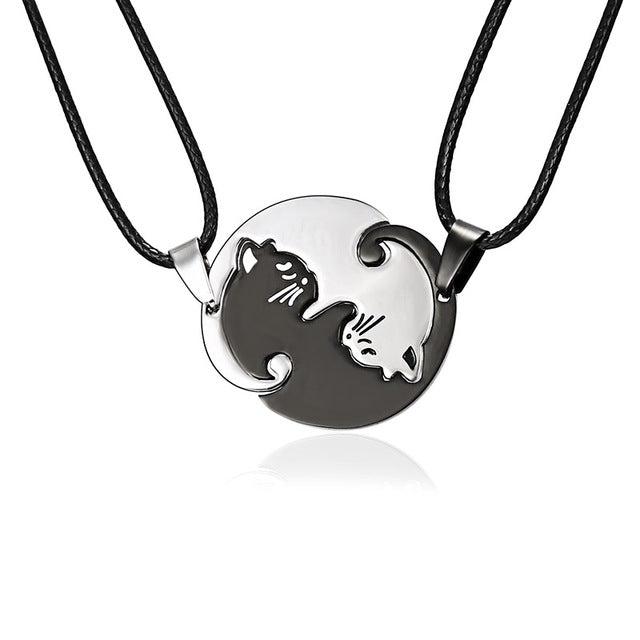 Yin Yang Cat Couple Necklace - Couple Black+Silver - Necklaces - Pretland | Spiritual Crystals & Jewelry