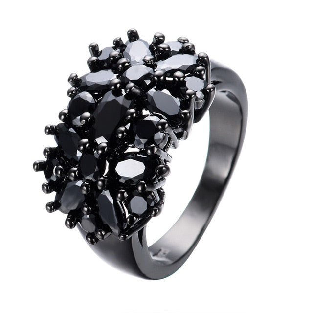 Magnificent Zircon Bouquet Ring - 6 / Black - Rings - Pretland | Spiritual Crystals & Jewelry