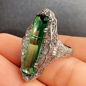 Vintage Style Cubic Zirconia Ring - 6 / Green - Rings - Pretland | Spiritual Crystals & Jewelry