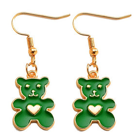 Cute Bear Charm Dangle Earrings - Green - Earrings - Pretland | Spiritual Crystals & Jewelry